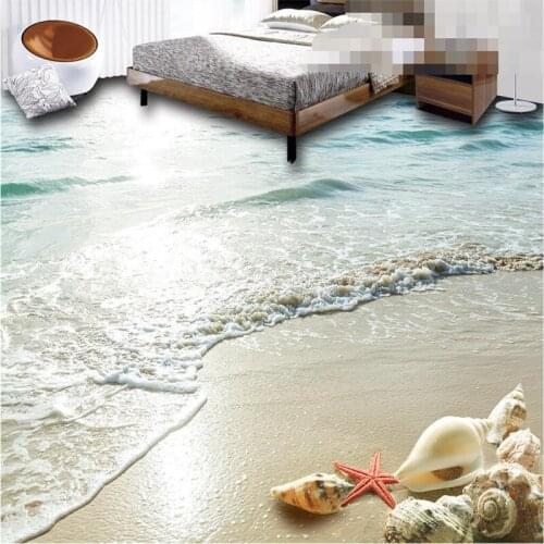 Wellyu Custom large-scale mural pvc floor modern 3D floor high-definition ocean shell starfish anti-skid wear-resistant floor