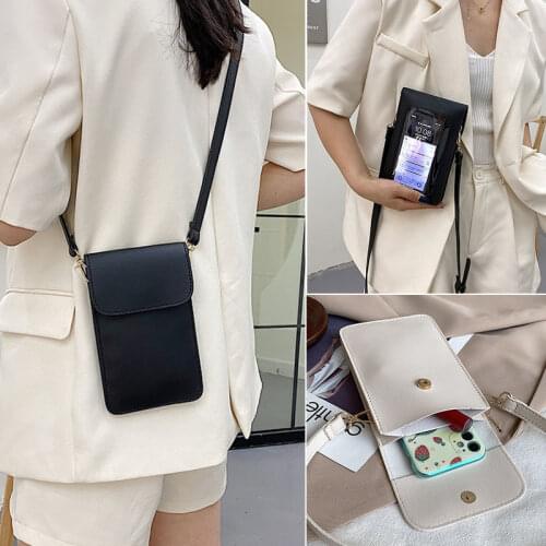 Touch Screen Mobile Phone Bag Female Messenger Small Bag Pure Color Simple Mobile Phone Bag All-match Mini Shoulder Bag