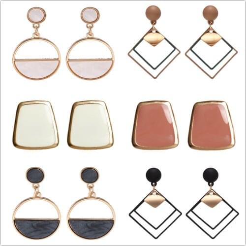 2019 Handmade Fashion Simple Geometric Crcular Metal Earrings Girls Popular Punk Drop Earrings Jewelry