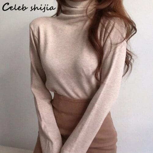 SHIJIA Blue V Neck Sweater Woman Elegant Autumn Winter New Grid Knitted Jumper Female Thicken Warm Crop Sweater Woman Streetwear