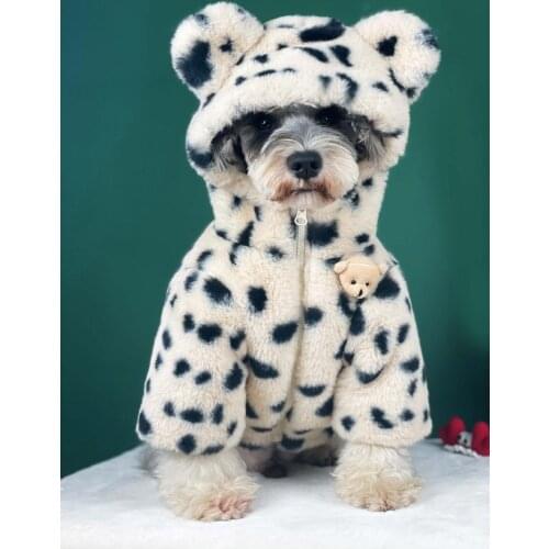 Pet Winter Clothing Windproof Furry Pet Jacket Spotted Clothes For Cat Small Dog Schnauzer Chihuahua Akita Pug Thick Clothes