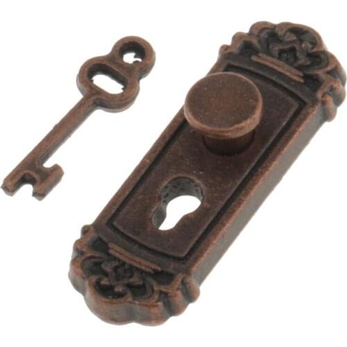 1/12sale Dollhouse Miniature Vintage Door Lock W/ Key - Bronze