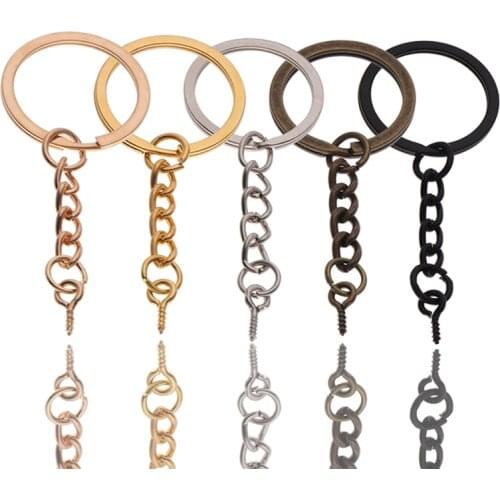 10pcs/lot Screw Eye Pin Key Chain Key Ring keychain Bronze Rhodium Gold Keyrings Split Rings With Screw Pin Jewelry Making