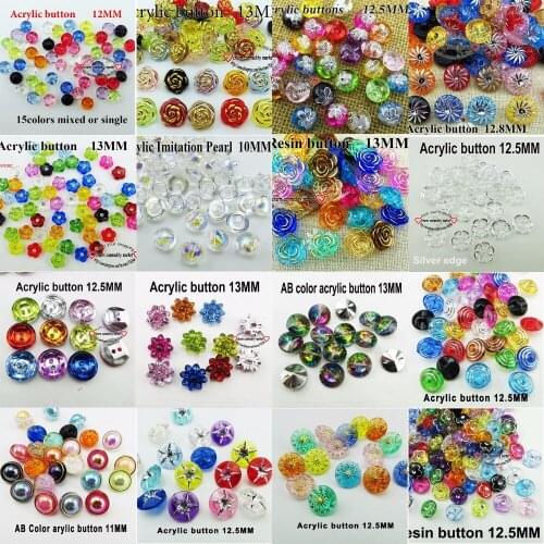 100PCS ROSE FLOWER button sewing decorative colors Dyed acrylic cartoons buttons coat boots sewing kid clothes accessory A-042