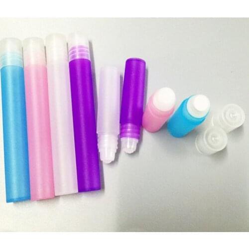 100pcs/lot 3/5/8/10ml Empty Roll On Perfume Attar Oil Liquids Tube+ plastic Roller Ball For Perfume Essential Oil Bottles