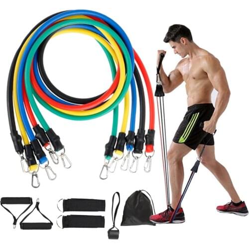 11 Pcs Fitness Latex Resistance Bands Set Yoga Gym Pull Rope Training Exercise Rubber Expander Fitness Equipment Elastic Bands