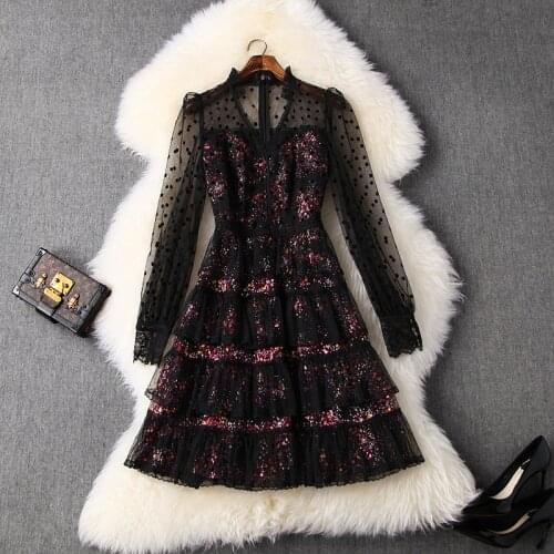 2021 new Spring Superior quality Dot Club Lace dress women girl dresses casual summer Celebrities Mini Sexy Sequin Party Dress