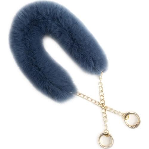 55cm Replacement Bag Strap Genuine Real Rabbit Fur Handbag Shoulder Handle For Women Purse Belts Charm Winter Accessories R33
