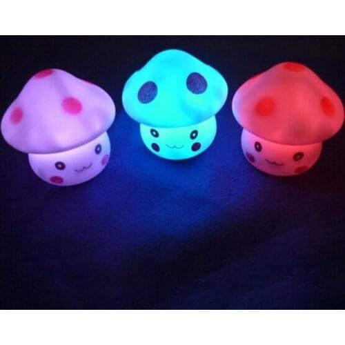 7 Changing Colors Lovely Mushroom Shape LED USB Children Night Light Silicone Soft Cartoon Baby Lamp