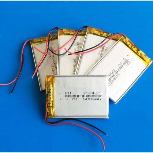 Lot 5 pcs 3.7V 500mAh 303450 li ion rechargeable battery polymer lithium for MP3 GPS DVD PSP bluetooth recorder e-book camera