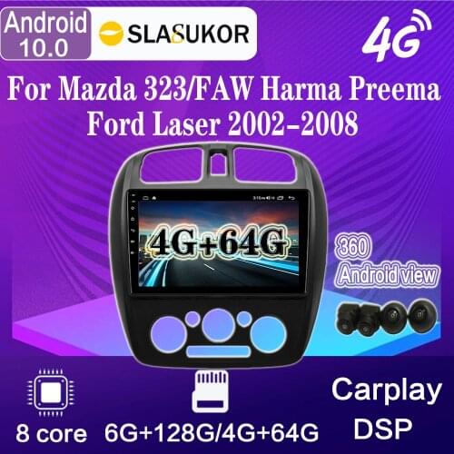 9" Car Multimedia player Android 10 For 2002-2008 Mazda 323/FAW Harma Preema/Ford Laser Left-hand Driving Carplay GPS DVD