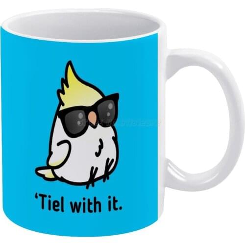 Tiel with It White Mug Vintage Mug New Unisex Size Mug Tiel with It Cockatiel Birb Birdhism Birblr Parrot Birds Kawaii Bird