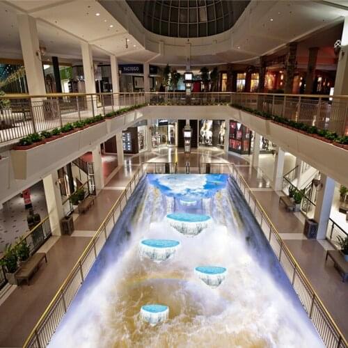 Free Shipping walkway kitchen flooring painting Sky suspension island waterfall self-adhesive PVC floor wallpaper mural