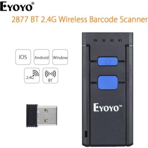 Eyoyo Mini 1D Wireless Barcode Scanner Compatible with Bluetooth Function & 2.4GHz Wireless & Wired Connection Portable Barcode