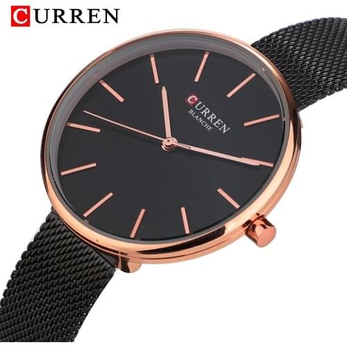 CURREN Fashion Womens Watches Sliver Mesh Stainless Steel Luxury Watch Ladies Analog Quartz Wristwatch Women Clock Reloj Mujer