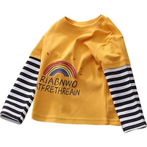 Children Kids Boys Girls T-shirt Cotton Long Sleeve Baby Tee Tops Casual Baby Striped Sport Tshirt Girls Cartoon Tee