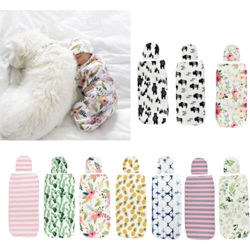Baby Swaddle Blanket +Cap Newborn Cocoon Wrap Cotton Swaddling Bag Sack Bedding Drop Ship