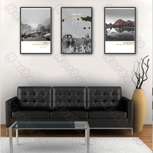 Canvas Painting Wall Poster Painting Black and White Color Natural Landscape Animals for Living Room Sofa Background Decoration