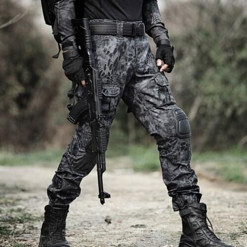 Camouflage Military Pants With Knee Pads Airsoft Paintball Tactical Trousers Army Style Sweatpants American Casual Cargo Pants