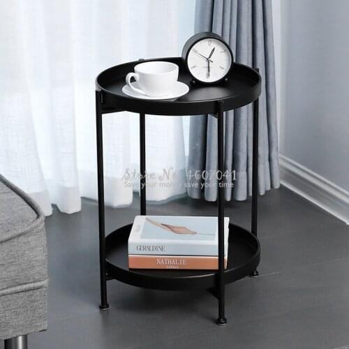 Golden Iron Casting Mini Side End Tea Cake Tables Detachable Tray Bedroom Small Nightstands Bookcases Console Tables 40*50cm