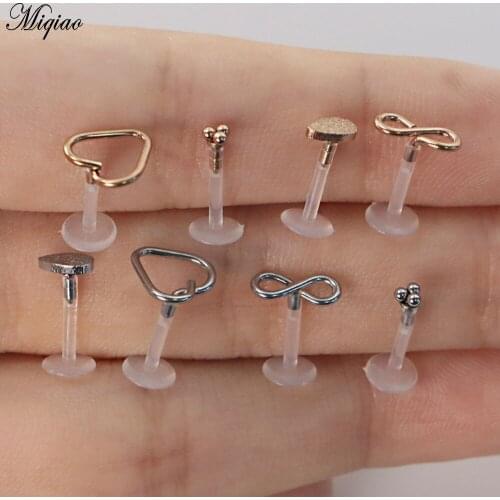Miqiao 2 Pcs Piercing Jewelry Invisible Transparent Lip Nails Earrings Bone Cartilage Spiral Explosion Models