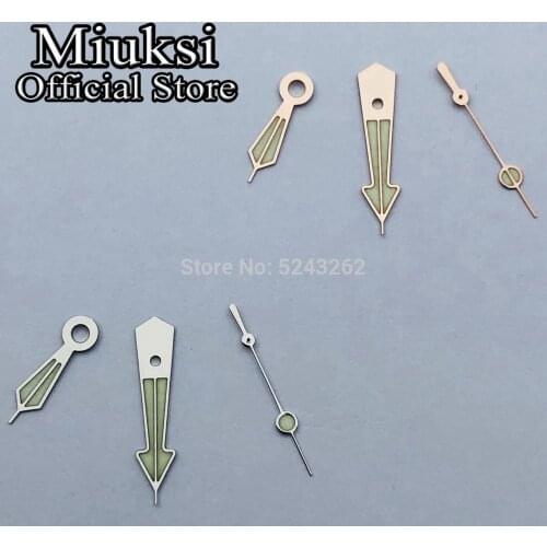 Miuksi silver rose gold watch hands green super luminous hands fit NH35 NH36 movement