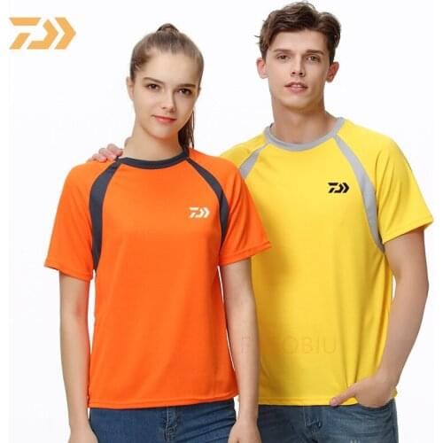 Daiwa Mens Fishing T Shirt Outdoor Fishing Tshirt Short Sleeve Fishing Clothes Sport Wear Quick Dry Fishing Clothing