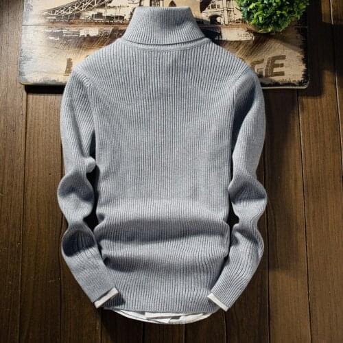 2019 Autumn Winter Sweater Knitted Men Turtleneck Mens Sweaters Slim Fit Pullover Men Classic Thin Knitwear Pull Homme