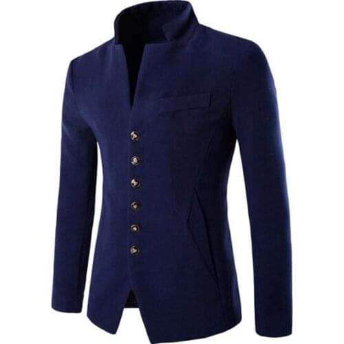 New Autumn Blazer Men Chinese Collar Suit Mens Blazer Casual Jacket Men Fashion Brand Clothing