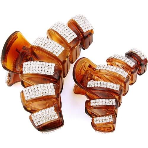 Extra Large Hair Accessories Femme Hair Claws Rhinestones Hairpins Clips Black Coffee Headdress Bijoux Fine Styling Tools HC350