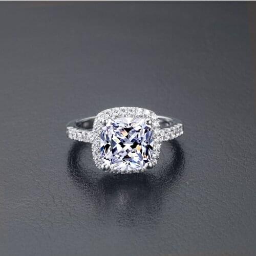 Original Solid Platinum PT950 2CT Cushion Diamond Engagement Ring Beautiful Jewelry Gift Mother day Xmas Present
