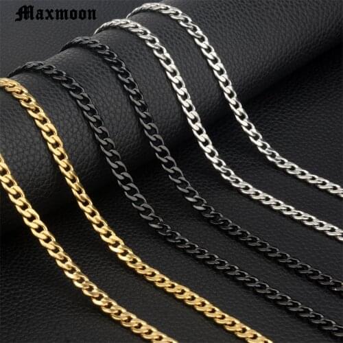 Stainless Steel Chain Necklace for Men Women Curb Cuban Link Chain Black Gold Silver Color Punk Choker Fashion Male Jewelry Gift