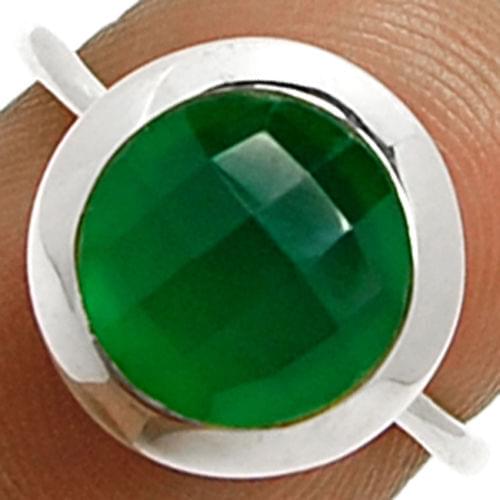 Hand make Nature Green Onyx Ring 100% 925 Sterling Silver , 3.4G, Size: 7.75, Gift BOX