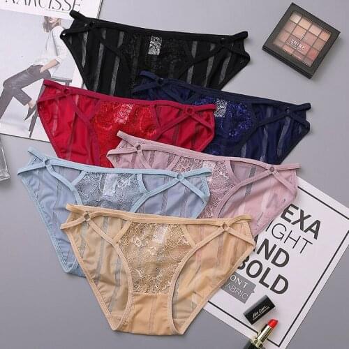 Sexy Lace Ladies Underwear Girls Hollow Transparent Mesh Briefs Thin Summer Panties