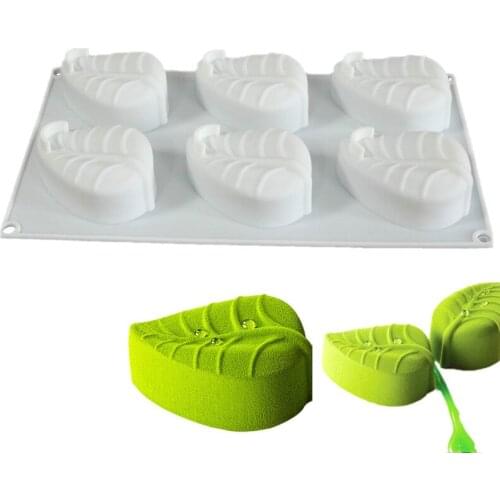 6 Holes Leaves Cake Mould Silikonform Moule Silicone Mold For Baking Home Party Wedding Fondant Mousse DIY Baking