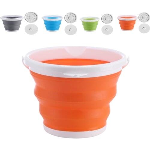 Folding Bucket Silicone Fishing Adjustable Bucket Car Wash Outdoor Round Square Basin Househeld Clean Water Scoop 3L/5L/10L