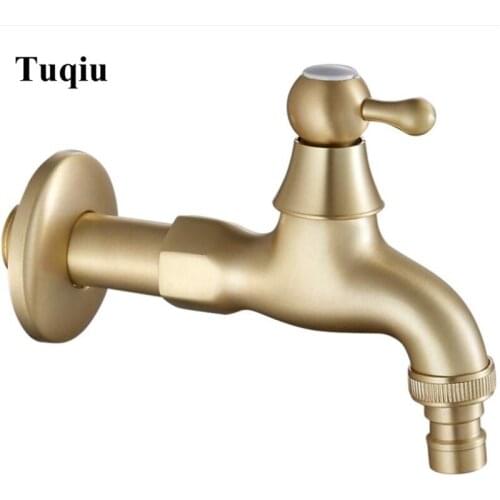 Total brass Bush Gold Finished washing machine faucet bibcocks faucet tap garden outdoor mixer