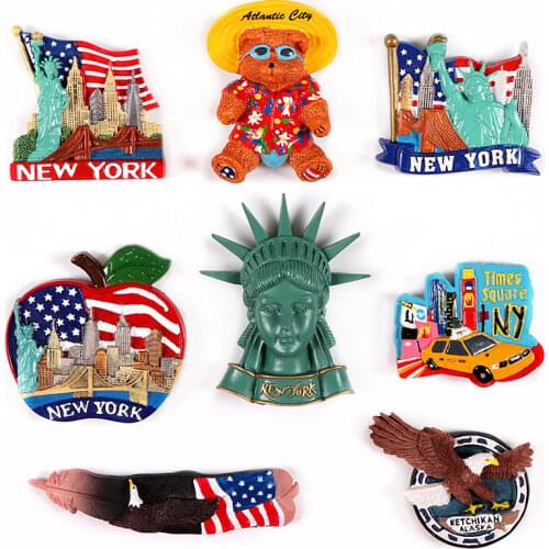 United States Europe New York Tourist Memorial Landscape Fridge Magnets 3D Magnet Sticker Travel Souvenir Kitchen Decoration