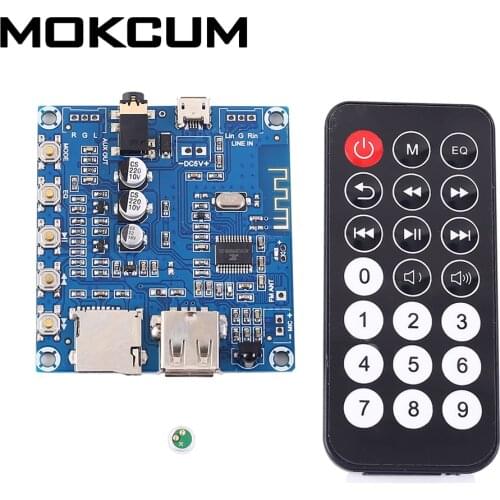 Bluetooth 5.0 Stereo Audio Decoder Module Dual Channel Audio Receiver MP3 Decoder for FM/U-disk/TF Card Remote Control AUX Outpu