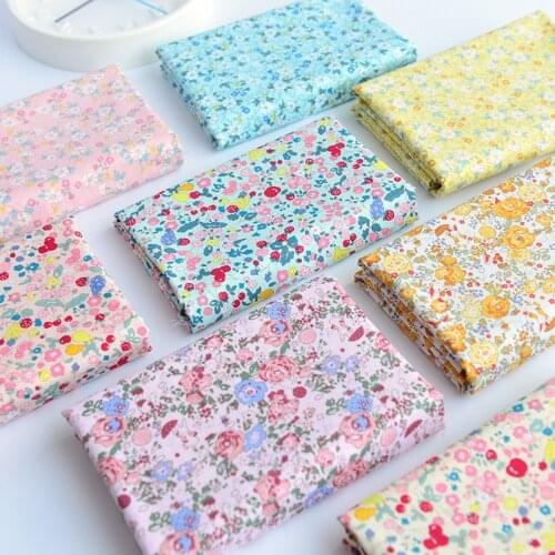 Sewing Fabric DIY Childrens Wear Cloth Make Baby Dress Decoration Home Floral Summer Poplin Cotton 140x50cm 160g/m Suede Fabric