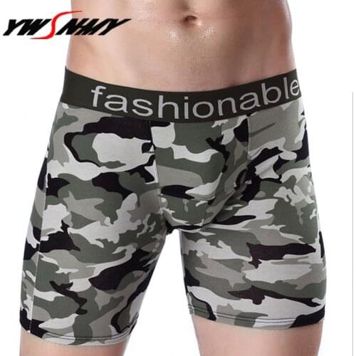 Cotton Underwear Mens Boxer Long legs Underpants Men Camouflage Homme Slip Panties Sexy Long Boxer Soft Breathable Man Panties