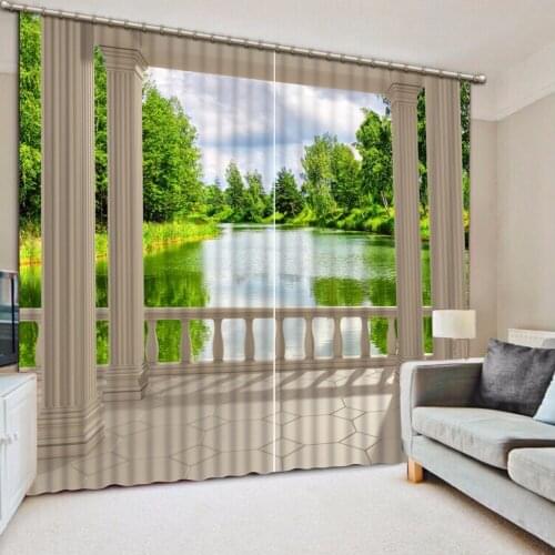 Home Bedroom Decoration 3D Curtain Balcony Pillars Scenery Bed Room Living Room Office Hotel Cortinas 3D Bathroom Shower Curtain