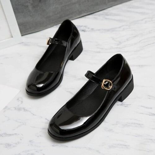 Patent Leather Mary Jane Shoes Bridal Wedding Large Size 29-45 Girls Sweet Wedding Party Shoes Women Round Toe Chunky Heels 5061