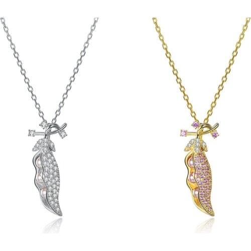 Fashion Women Necklaces Cute Crystals from Austria Beanie Pink Pearls Pendant 925 Sterling Silver Necklaces Lady Party Jewelry