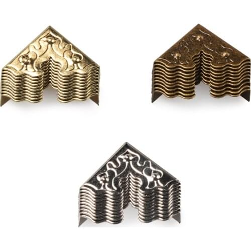 10Pcs 25mm Antique Furniture Metal Crafts Jewelry Box Corner Foot Wooden Case Corner Protector Decorative Corner