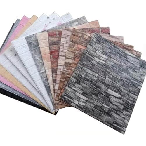 10Pcs/Set 3D Wall Stickers Self-Adhesive Imitation Brick Sticker Bedroom Decoration Waterproof Paper Brick Stone Wallpaper Hot