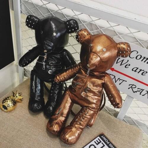 2021 Fashion Dropshipping Fashion Punk Bear Female Backpack Punk Style School Bags Designer Backpacks for Adolescent Girls