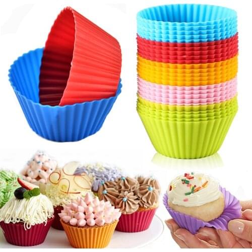 3/6/12 PCS Silicone Cake Cup Non-stick Cupcake DIY Cakes Egg Tart Bread Mold Cups Muffin Waffles Cookies Moulds Baking Tools