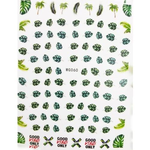 3D Art Nail stickers Coconut Tree Leaf Summer Design Sliders for Nails Foil Self Adhesive All for Manicure Accessories