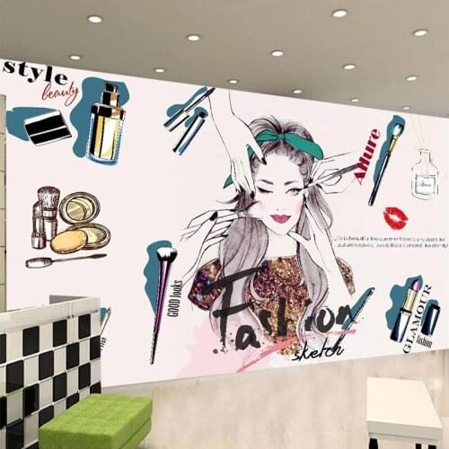 Custom 3D Wall Mural Modern Hand-painted Cosmetics Manicure Shop Salon Background Wall Decor Creative Art Photo Wallpaper Fresco